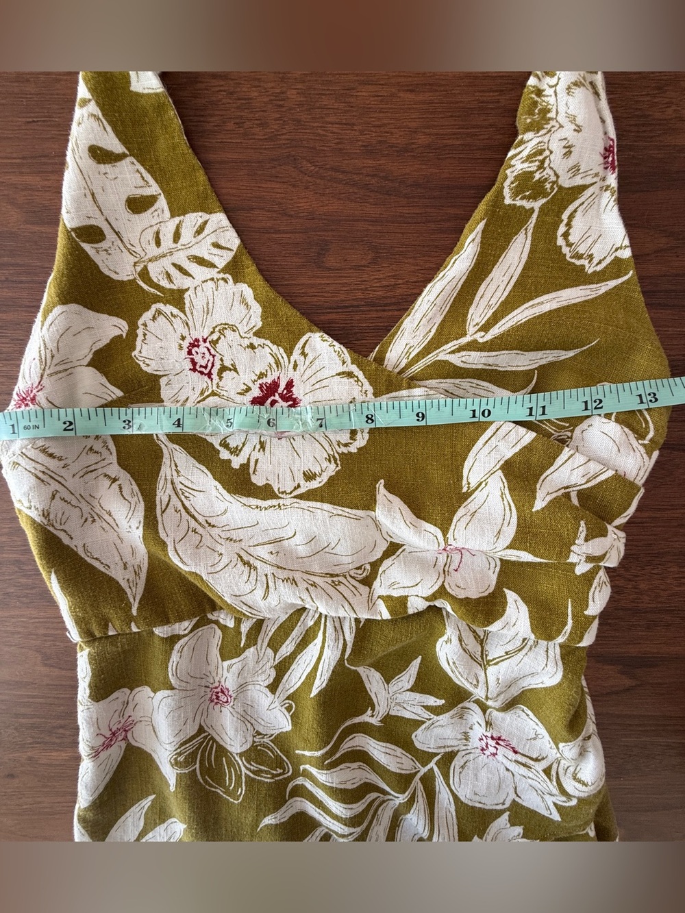 ZARA Tropical Floral Halter Midi Dress – Olive & Cream: XS - Picture 16 of 16
